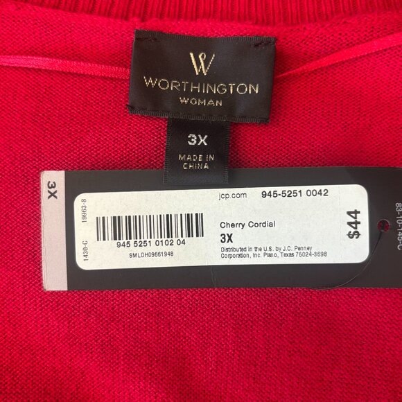 Worthington Woman 3X long red cardigan sweater NEW with tags - Picture 5 of 5